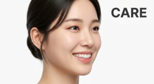 치료 후 건강한 미소를 지으며 구강 관리를 하는 모습